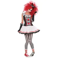 Amscan - Erwachsenenkostüm Harlekin Clown, Kleid, Haarband, Handschuhe, Strumpfhose, Halloween, Mottoparty, Karneval