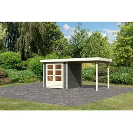 Karibu Askola 2 4,37 x 2,17 m terragrau inkl. Anbaudach