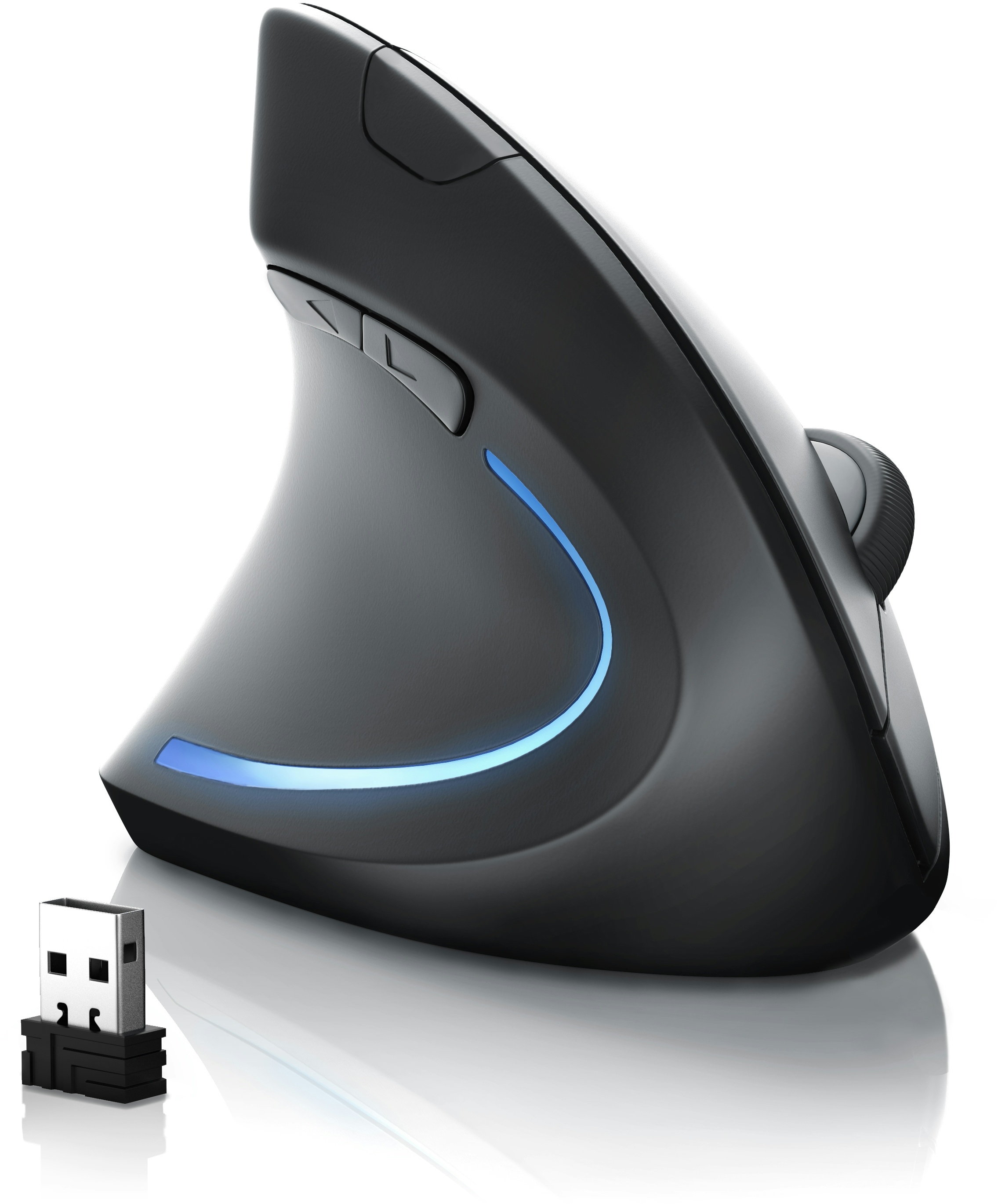 CSL - Maus kabellos für Linkshänder - Vertikalmaus Bluetooth und 2,4 Ghz Wireless Funkmaus - vertikal ergonomisch - Vorbeugung gegen Mausarm - für PC