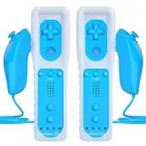 TechKen Controller für Wii mit Motion Plus und Wii Nunchuck Controller Wii Fernbedienung Nunchuk Kontroller Wii Vernbedinung Remote Plus Controller Ersatz für Wii/WiiU (Blau)