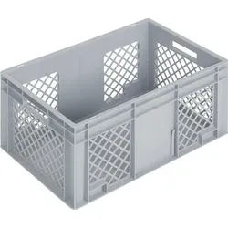 Lockweiler Transportbehälter L600xB400xH280mm grau PP Durchfassgr.Seitenwände durchbrochen
