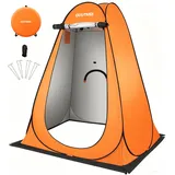 OUUTMEE Duschzelt, Camping Toilettenzelt, Tragbarer Pop Up Umkleideraum, Mobiler Strandumkleidezelt, Outdoor WC Zelt, UV-Schutz, Wasserabweisend Umkleidezelt für Wandern, 150x150x190cm (Orange)