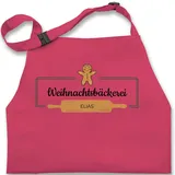 Kinderschürze Schürze Kinder Jungen Mädchen - Weihnachtsschürze - Weihnachtsbäckerei Lebkuchenmann Name Text - 7-14 Jahre - Pink - frohe weihnachten weihnachtsmotive weihnachtsmotiven - 7-13 Jahre