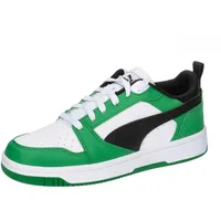 Puma Rebound V6 Lo Jr Sneaker, Weiß Black Archive Green, 37.5