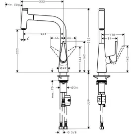 Hansgrohe Talis Select M51 220 1jet Edelstahl Finish (72822800)