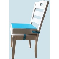 Sitzerhöhung Stuhl, Sitzerhöhung mit 2 Sicherheitsschnalle, Sitzerhöhung Stuhl Kind 32x32x8 cm Wasserfest,Tragbar Sitzkissen Kinder, Bequemes Kindersitz Boostersitze für Esstisch (Blau Weiß)