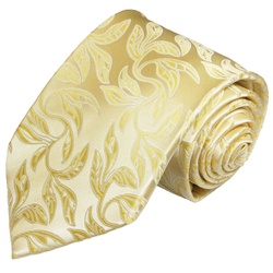 Paul Malone Krawatte Herren Hochzeitskrawatte floral – Mikrofaser – Bräutigam Schmal (6cm), creme gold V15 gelb schmal – 6 cm x 150 cm