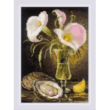 Riolis Kreuzstich Stickpackung "Calla-Lilien und Austern", Zählmuster, 15x21cm