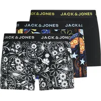 JACK & JONES Herren Jacjames TRUNKS 3 Pack Noos Boxershorts Black/Detail:black - Blazing Yellow, M