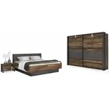 Moebel-Eins Komplettschlafzimmer, CASSIA Komplett-Schlafzimmer, Material Dekorspanplatte, Old Wood Vintage/betonfarbig