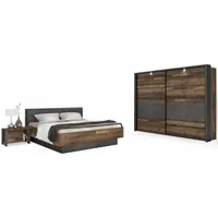 Moebel-Eins Komplettschlafzimmer, CASSIA Komplett-Schlafzimmer, Material Dekorspanplatte, Old Wood Vintage/betonfarbig