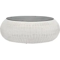 Vente-unique Gartentisch - Polyrattan - Elfenbeinweiß - WHITEHEAVEN von