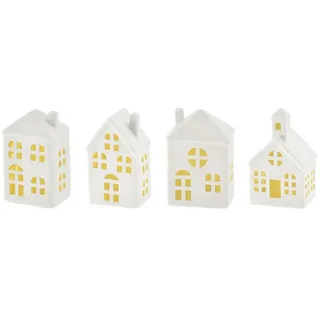 Spetebo LED Dekoobjekt LED Keramik Haus weiß, AN / AUS, LED fest integriert, warm weiß, Deko Weihnachtsdorf mit Beleuchtung in warm weiß weiß 7 cm x 11 cm x 5 cm