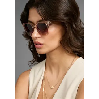 LAURA SCOTT Sonnenbrille LAURA SCOTT, Damen, rosa (apricot), transparent, Sonnenbrillen Sonnenbrille, mit transparentem Rahmen & goldfarbendem Detail - NEW