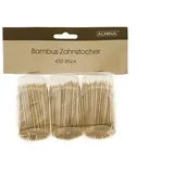 Almina Einwegbesteck-Set Zahnstocher aus Bambus 3er Pack je 150 Stück (450-tlg), Bambus weiß