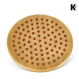 klarwerk JANA | Vintage Regendusche Set Messing unlackiert Edelstahl | Retro Design Duscharmatur Duschsystem | Mischbatterie Dusche komplett mit Handbrause