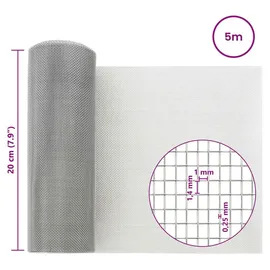 vidaXL Drahtgeflecht 20 x 500 cm 18 Mesh Edelstahl 304 Silber