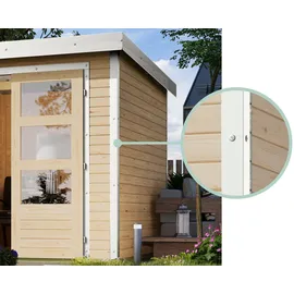 Karibu Gartenhaus Jupiter C inkl. Anbaudach - 19 mm-213 x 217 cm- Holz-Ausführung: anthrazit - Blech-Ausführung: weiß