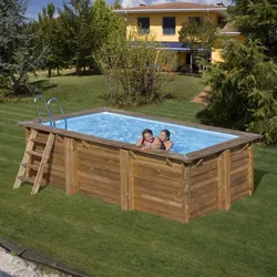 Gre Marbella Rechteckiger Echtholzpool Marbella 4,20 x 2,70 x 1,17 m Komplett-Set