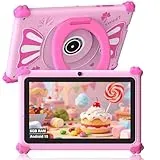 ascrecem Kinder Tablet 7 Zoll Android 15 Tablet Kinder mit 2.4G+5G WiFi6 Penta Core 6GB RAM 32GB ROM Kindertablet Widevine L1 Dual Kamera 128GB Erweiterun Kindersicherung Lernspiele (Rosa)