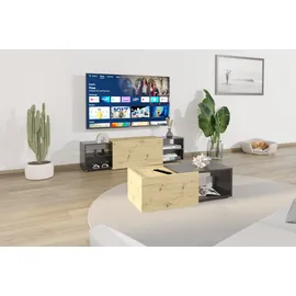 FMD Couchtisch 561-001E ausziehbarer Artisan Eiche / schwarz 74 x 38 x 49 cm