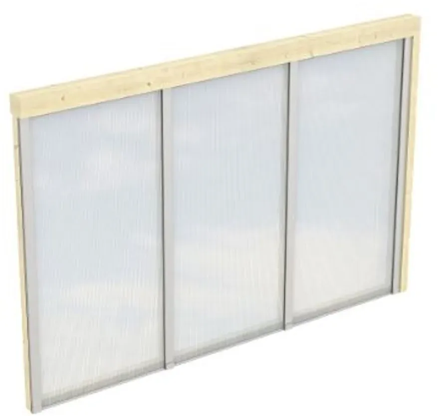 Seitenwand mit Polycarbonatplatten, Leimholz unbehandelt, BxH 305x200cm, für Tiefe 350cm