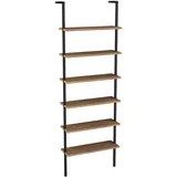 Mid.you Leiterregal Insasi, Honigeiche, Holzwerkstoff, 6 Fächer, 60x183x20 cm, Wohnzimmer, Regale, Wandregale