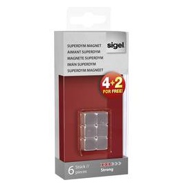 Sigel Magnet C5 Strong\ (B x H x T) 10 x 10 x 10mm Würfel Silber 6 St. GL192