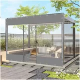Transparent seitenwand mit Reißverschluss,Wasserdichter PVC Plane mit Reißverschluss,Pergola,Pavillon,Terrasse,Veranda,Carport,0,5mm Schwerlast wasserdichte Plane Mit Ösen ( Size : H2.5xW5m/H8.2xW16.4