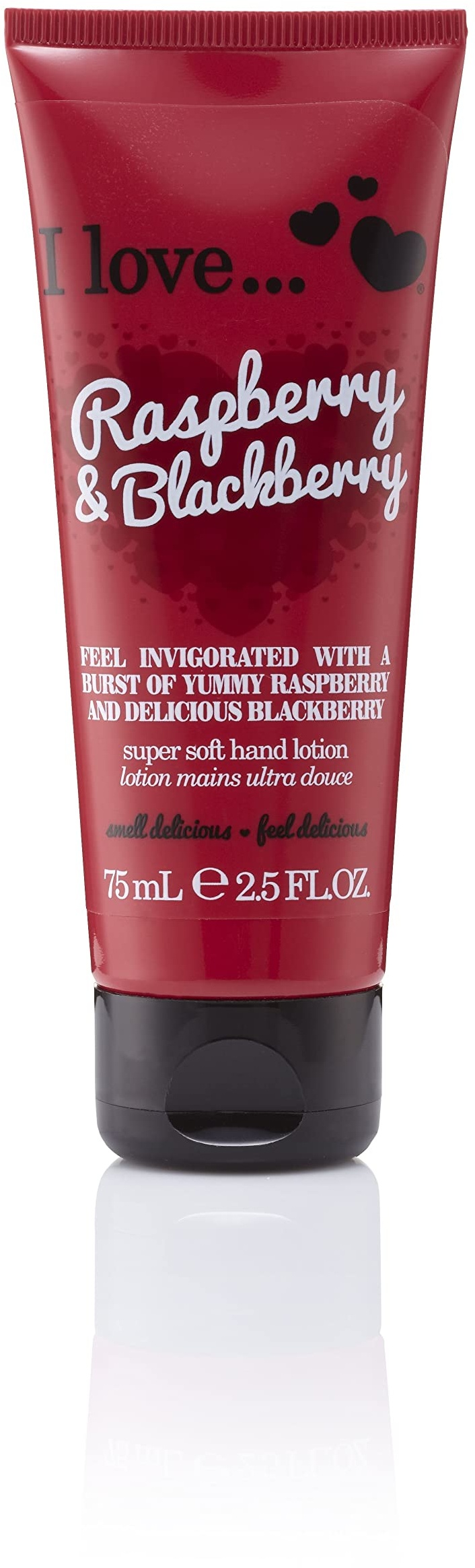 I Love Raspberry & Blackberry Hand Lotion, Helps to Soothe Skin & Relieves Dry Hands, Made With 87% Naturally Derived Ingredients For Soft & Scented Hands, Travel-Size Providing On-The-Go Moisture, Vegan-Friendly - 75ml