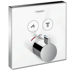 Thermostat Unterputz ShowerSelect Glas 2 Verbraucher weiss/chrom