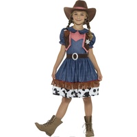 NET TOYS Cowgirl Kostüm Wilder Westen Kinderkostüm M, 7-9 Jahre, 130-143 cm Cowboy Mädchenkostüm Western Lady Verkleidung