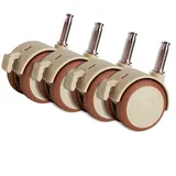 4er Set Möbelrollen Gummi 50mm Ø,Doppelrollen mit Hülse Stift 7mm,360° kein Geräusch ohne Kratzer robust und langlebig Mit Bremse,leise Geeignet für Kindermöbel Blumenständern,freilaufend.