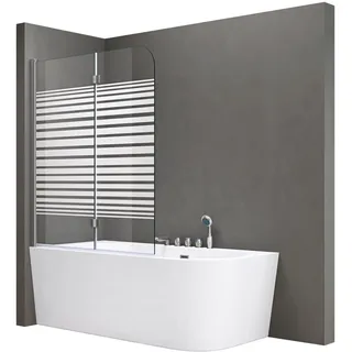 SoGood doporro Duschwand für Badewanne Badewannenaufsatz 120x140cm Duschabtrennung 6mm ESG-Sicherheitsglas teilsatiniert inkl. NANO-Beschichtung