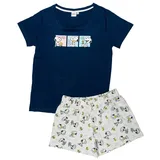 UNITED LABELS Peanuts Snoopy Schlafanzug Pyjama Set Kurzarm Oberteil mit Shorts blau/grau | Gr.: S