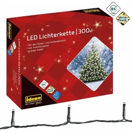 IDENA 30441 - LED Lichterkette mit 300 LED in warmweiß, mit 8 Stunden Timer Funktion und Transformator, ca. 37,9 m lang, Innen Außenbereich, für Partys, Weihnachten, Deko, Hochzeit