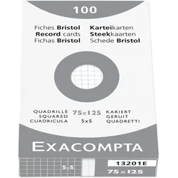 Exacompta 13201E 10x Karteikarten 100er 75/125 weiss