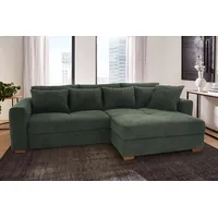 Ecksofa JOCKENHÖFER GRUPPE "Kampen L-Form" Sofas Gr. B/T: 288cm x 130cm, Chenille, Ottomane beidseitig montierbar, grün Bettfunktion, Federkern, Bettkasten, Ottomane links oder rechts