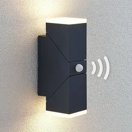 LINDBY Außenwandleuchte Aluminium 22,0 cm mit Bewegungsmelder schwarz