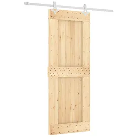 vidaXL Schiebetür rechts 80 x 210 cm Natürlich/Weiß