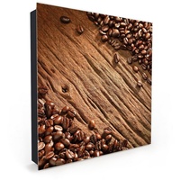 Primedeco Schlüsselkasten Magnetpinnwand mit Glasfront Kaffeebohnen auf Holz (1 St) braun