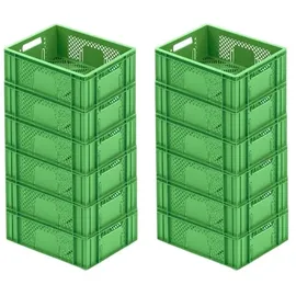 Proregal 12x Eurobehälter Obst- und Gemüsekasten HxBxT 14,2x30x40cm | 13 Liter Grün Obst-Gemüsekiste, Obstkorb, Transportbox