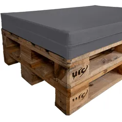 TexDeko Palettenkissen für Europalette 120x80x12cm Wasser-& Schmutzabweisend, abnehmbarer Bezug mit Reißverschluss, waschbar (Grau)