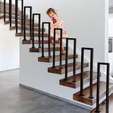 Handlauf Treppe, TreppengeläNder Innen AußEn für Treppen, GeläNder Treppe EingangsgeläNder U-FöRmiger GeläNder Treppe Handlauf Treppenhandlauf Bausatz Handlauf Schwarz (110cm, Stil 1)