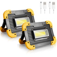 Jopassy 4x LED Strahler, Baustrahler, 30W, strahler außen, Wiederaufladbare Superhell Außenstrahler für Garten, Garage, Camping Angeln, inkl Akku und Ladegerät