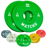 Matchu Sports Mini Hantelscheiben 2er Set - 1 kg ø 50mm - Bumper Plates - Fractional Plates GRÜN 1kg