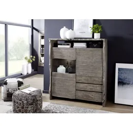 MASSIVMOEBEL24.DE Highboard 131 x 147 x 45 cm Grau