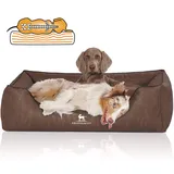 Knuffelwuff Orthopädisches Hundebett Rockland aus Kunstleder XL 105 x 75cm Braun