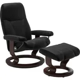 Stressless Stressless® Relaxsessel »Consul«, (Set, Relaxsessel mit Hocker), mit Hocker, mit Classic Base, Größe S, Gestell Braun, schwarz