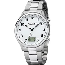 REGENT Metall Herren Uhr FR-275 Analog-Digital Armbanduhr silber Funkuhr D2URBA444 - Silber